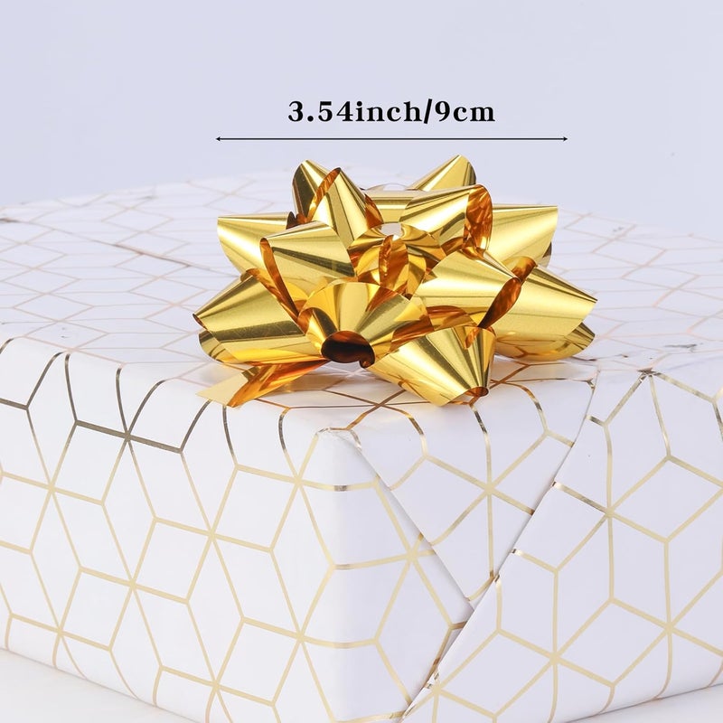 DYSHIPEN 24 Large Gift Bows,3.5 inches, Bows for Gift Wrapping and Presents,Christmas Bows,for Parties, Birthdays, Weddings or Other Holidays. (Gold) - Image 4